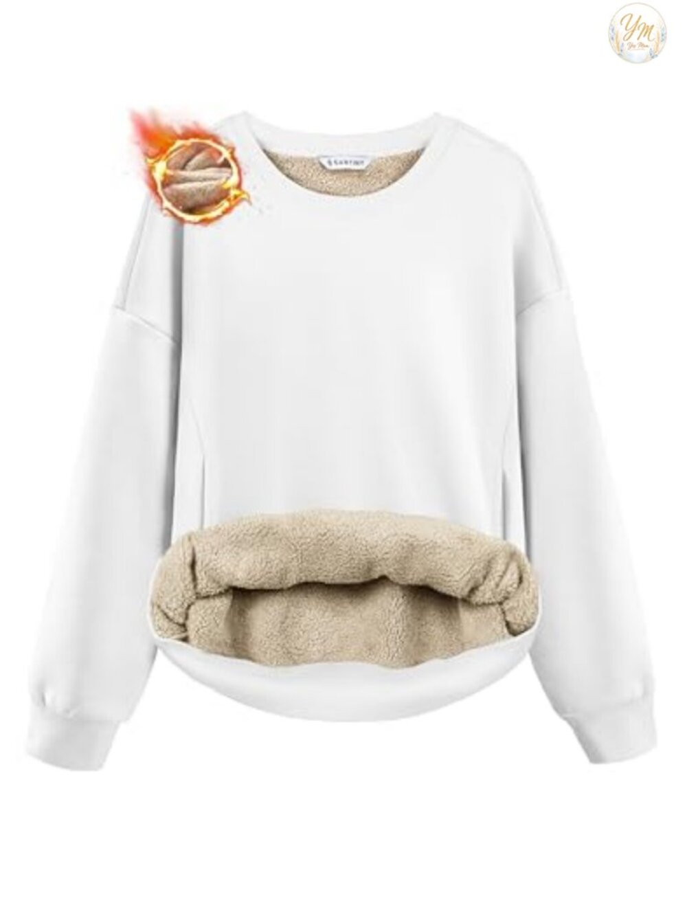 Sherpa Lined Fleece Sweatshirt Warm Winter Pullover Crewneck with Pockets